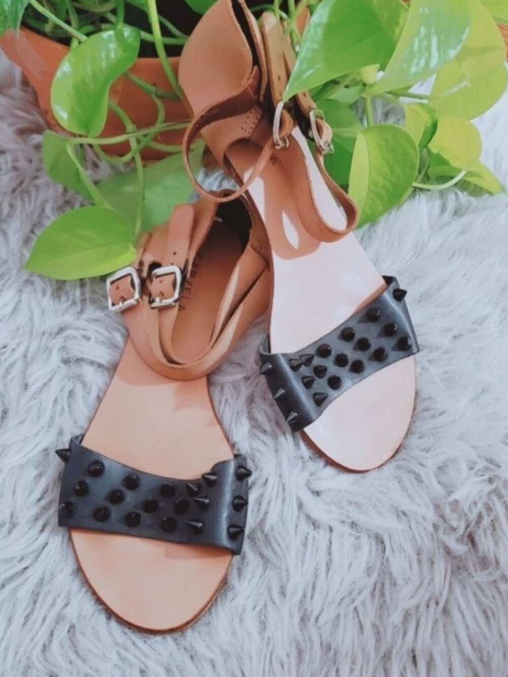 Designer Spike Spudded Rocker Chic Leather Sandals By CARVELA x KURT GEIGER